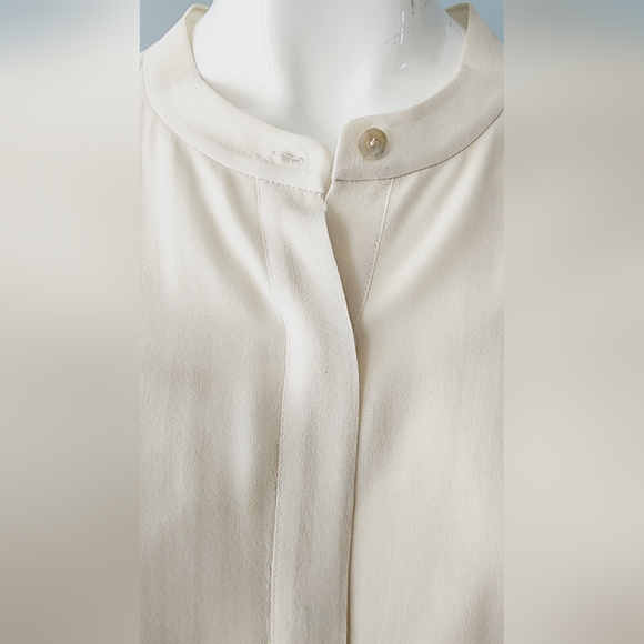 [2X] EILEEN FISHER 100% Silk Button Down Semi Sheer Short Sleeve Blouse - Picture 7 of 15